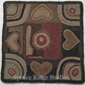 Antique Hearts rug hooking pattern