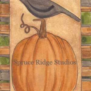 Crow With Pumpkin (11" x 16")
